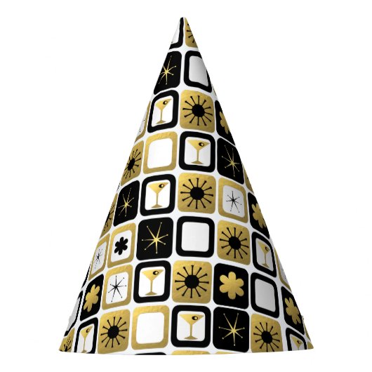 Retro bezaubernder GoldParty-Hut Partyhütchen (Vorderseite)