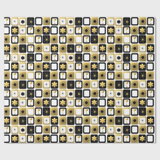 Retro bezauberndes GoldPackpapier Geschenkpapier (Flach)