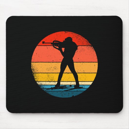 Retro Biathlon Design Langlauf-Biathle Mousepad (Vorne)