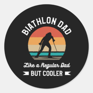 Retro Biathlon Vater wie ein regelmäßiger Vater, a Runder Aufkleber