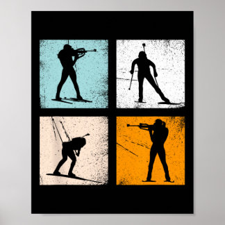 Retro Biathlon Wintersports Fans Männer Frauen Kin Poster