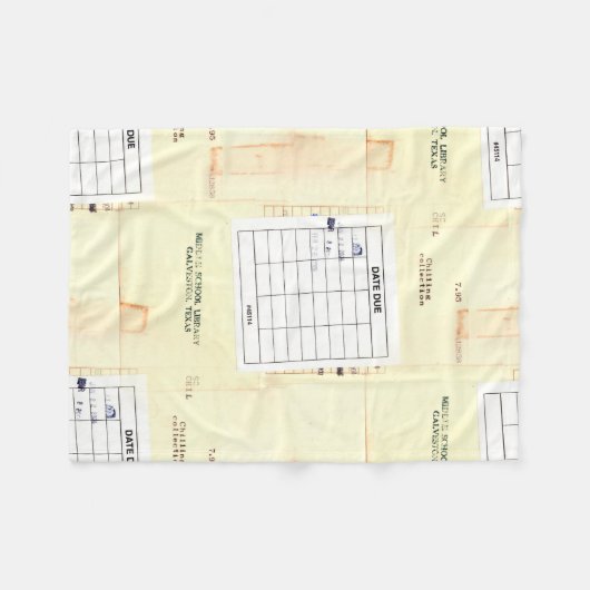 Retro Bibliotheks-Buch-Datums-passende Karte Fleecedecke (Vorderseite (Horizontal))