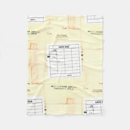 Retro Bibliotheks-Buch-Datums-passende Karte Fleecedecke (Vorderseite)