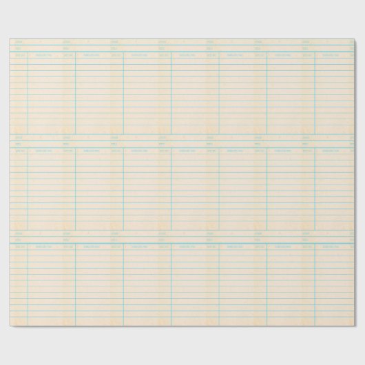 Retro Bibliotheks-Buch-Datums-passende Karte Geschenkpapier (Flach)