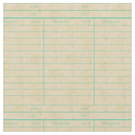 Retro Bibliotheks-Buch-Datums-passende Karte Stoff (Nahaufnahme)