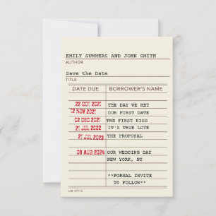 Retro-Bibliothekskarte Save-the-Date Save The Date