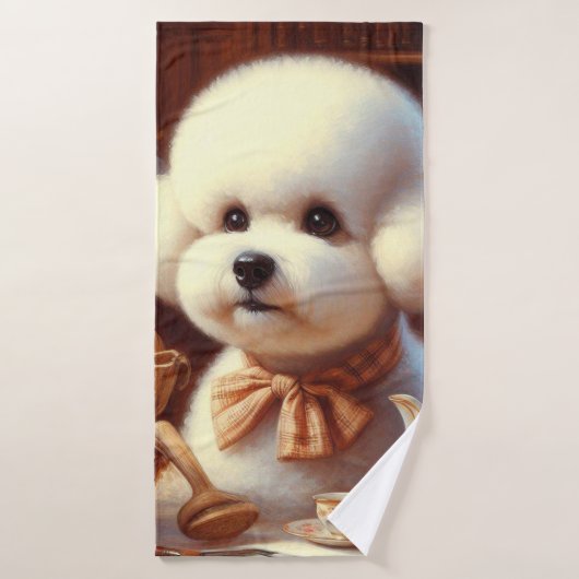 Retro Bichon Frisé Painting Badehandtuch (Badehandtuch)