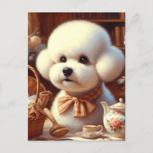 Retro Bichon Frisé Painting Postkarte