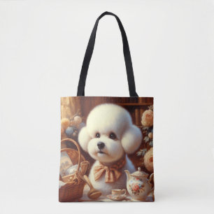 Retro Bichon Frisé Painting Tasche