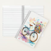 Retro Bicycle Blume Wasserfarben Kunst, Dichtung u Notizblock (Innen)