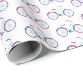 Retro Bicycle in Blue and Red Party Hat Geschenkpapier (Rolleneckpunkt)