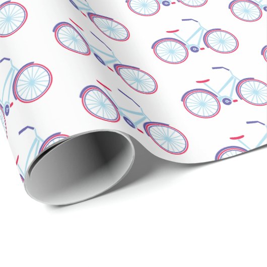 Retro Bicycle in Blue and Red Party Hat Geschenkpapier (Rolleneckpunkt)
