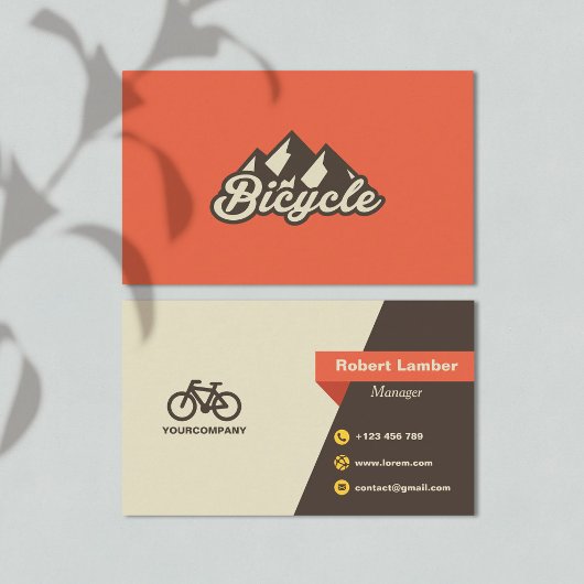 Retro Bicycle Logo Orange Modern Visitenkarte