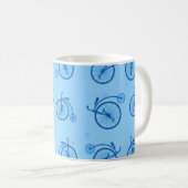 Retro Bicycle Pattern in Blue Tones Kaffeetasse (VorderseiteRechts)
