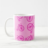 Retro Bicycle Pattern on Pink Background  Kaffeetasse (Links)