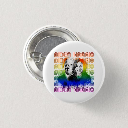 Retro Biden Harris Pride Button (Vorne & Hinten)