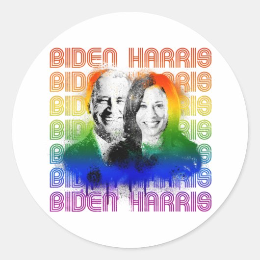 Retro Biden Harris Pride Runder Aufkleber (Vorderseite)