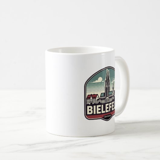 Retro Bielefeld Skyline Kaffeetasse (VorderseiteRechts)