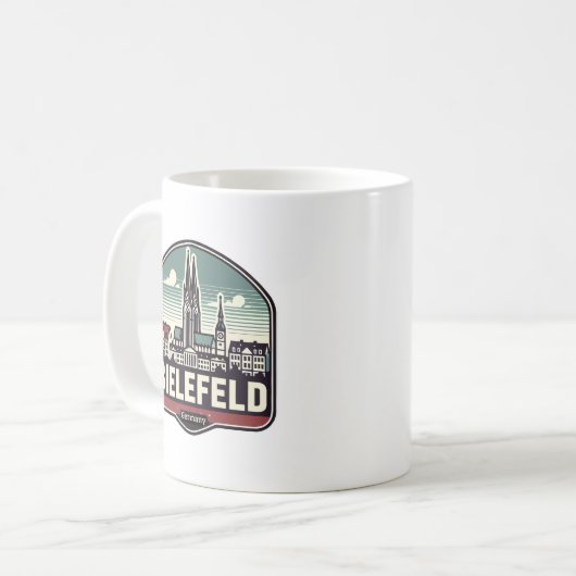 Retro Bielefeld Skyline Kaffeetasse (Vorderseite Links)