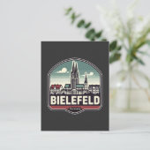 Retro Bielefeld Skyline Postkarte (Stehend Vorderseite)