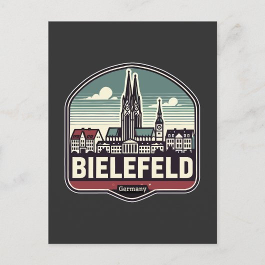 Retro Bielefeld Skyline Postkarte (Vorderseite)