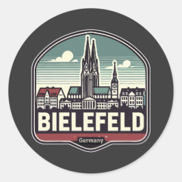 Retro Bielefeld Skyline Runder Aufkleber