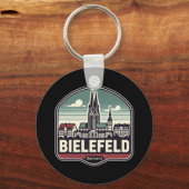 Retro Bielefeld Skyline Schlüsselanhänger (Vorderseite)