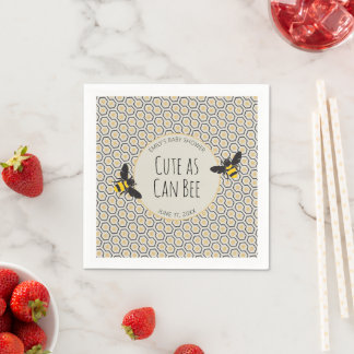 Retro Bienen und Honeycomb Babydusche Serviette