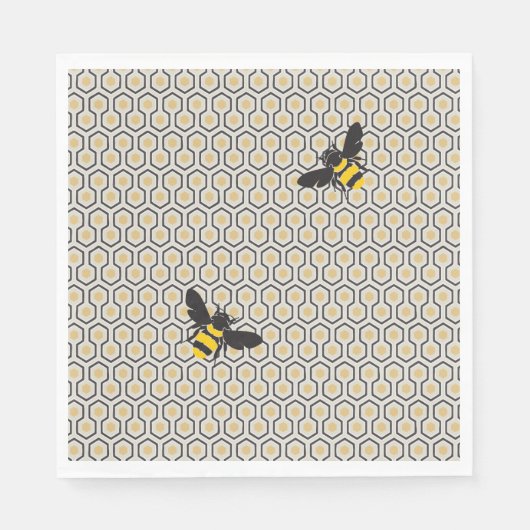 Retro-Bienen- und Honeycomb-Muster Serviette (Vorderseite)