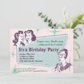 Retro Bienenstock-Frisur-Geburtstags-Einladung Einladung (Stehend Vorderseite)