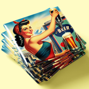 Retro-Bier-Pinup Magnet