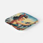 Retro-Bier-Pinup Pappteller (Gewinkelt)