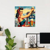 Retro-Bier-Pinup Poster (Heimbüro)