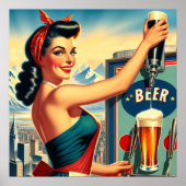 Retro-Bier-Pinup Poster (Vorne)