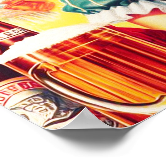 Retro Biermädchen Button-up Poster (Ecke)