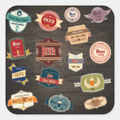 Retro-Biermarken Quadratischer Aufkleber (Vorderseite)
