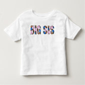 Retro "Big Sis" Checkered-Blume Kleinkind T-shirt (Vorderseite)