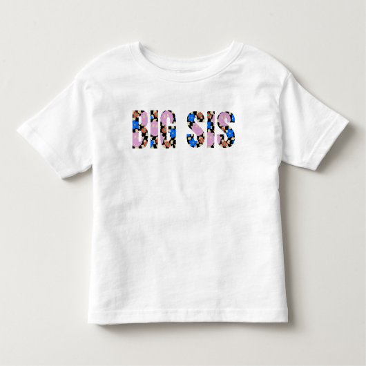 Retro "Big Sis" Checkered-Blume Kleinkind T-shirt (Vorderseite)