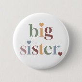 Retro Big Sister Girl Green Button (Vorderseite)