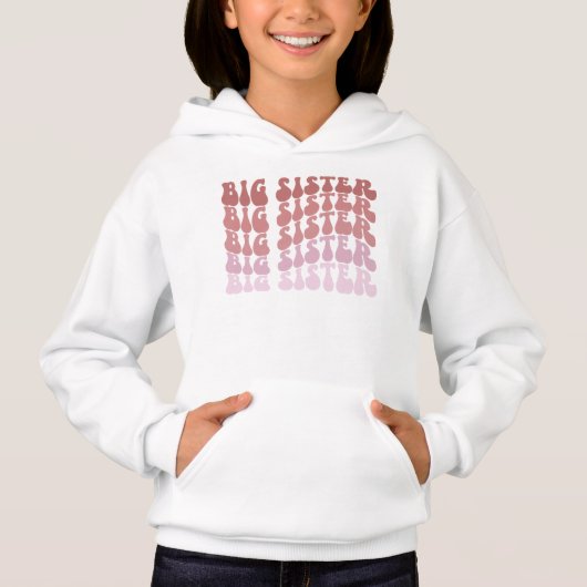 Retro Big Sister , große Schwester Ankündigung Hoodie (Vorderseite)