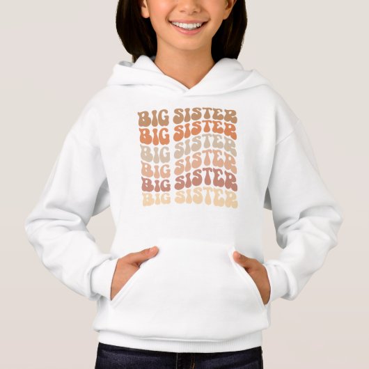 Retro Big Sister , große Schwester Ankündigung Hoodie (Vorderseite)