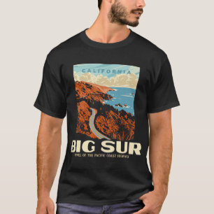 Retro Big Sur California Küste WPA-Stil Vintag T-Shirt