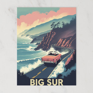 Retro Big Sur Coastal Drive Cabrio Postkarte