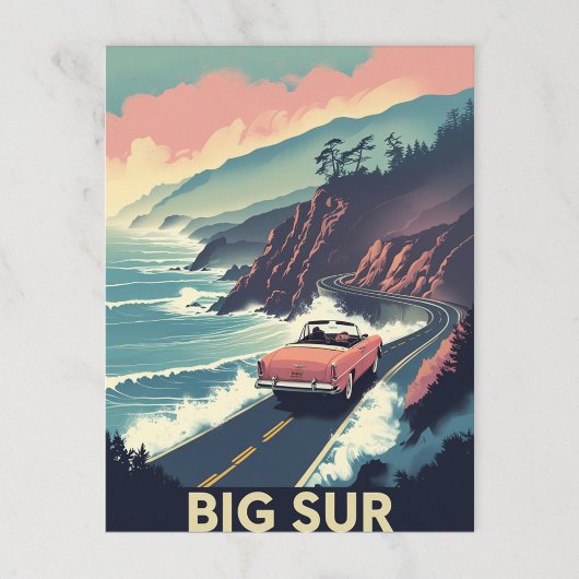 Retro Big Sur Coastal Drive Cabrio Postkarte