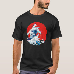 Retro Big Wave japanische Vaporwave Cat Funny Nied T-Shirt