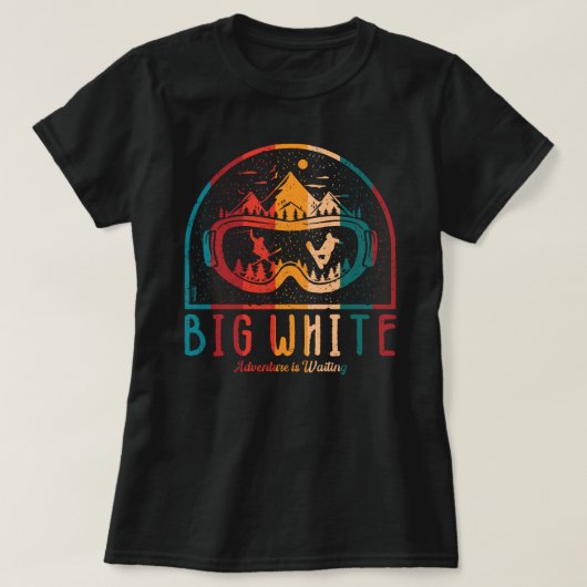 Retro Big White Ski T-Shirt (Design vorne)
