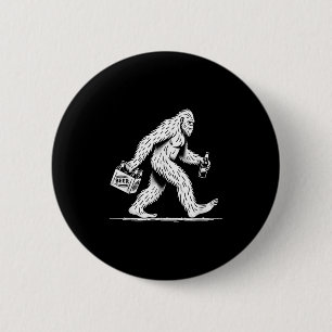 Retro Bigfoot Drink Beer - Funny Sasquatch Button