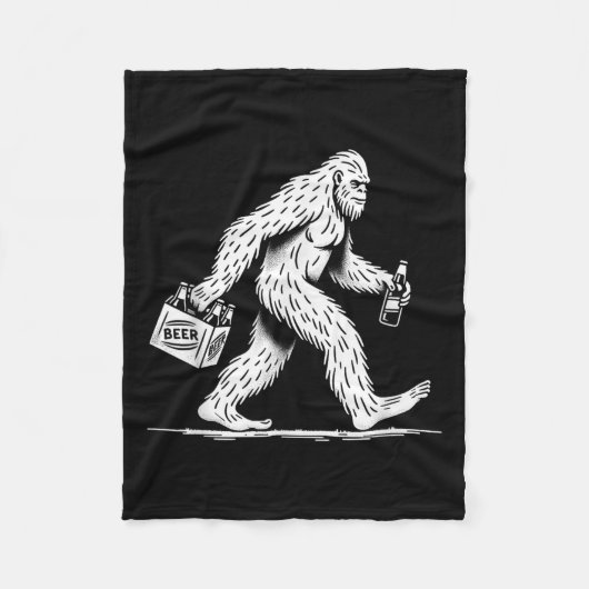 Retro Bigfoot Drink Beer - Funny Sasquatch Fleecedecke (Vorderseite)