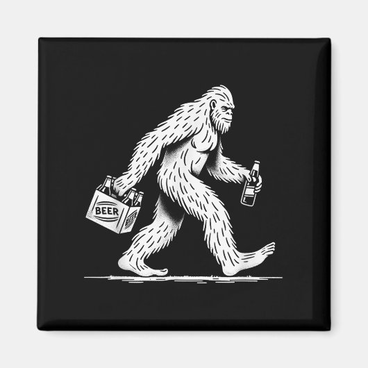 Retro Bigfoot Drink Beer - Funny Sasquatch Magnet (Vorne)
