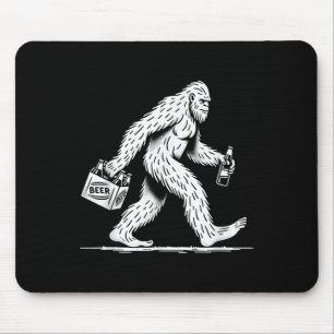 Retro Bigfoot Drink Beer - Funny Sasquatch Mousepad